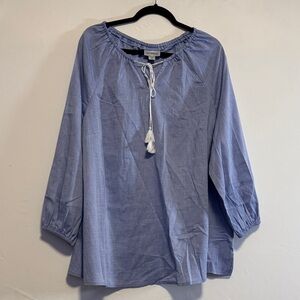 Catherines Blue Blouse with Tassel Tie